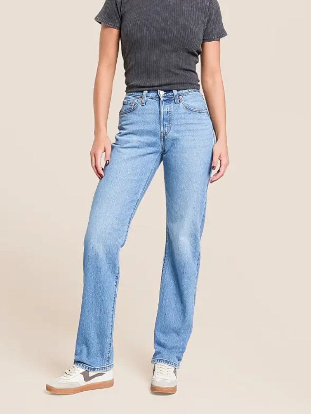 Levi's 501 Curve Straight Stretch Jeans Size 28 Button Fly Medium Wash - Picture 12 of 14
